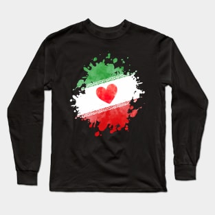 Iran Flag Heart Love Persian Long Sleeve T-Shirt